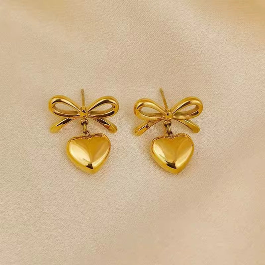 Bowtie Earrings close-up — waterproof hypoallergenic stainless steel earrings | Glitze Accessories