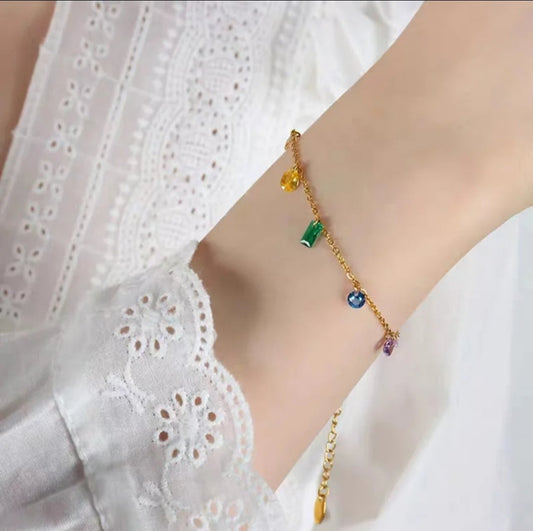 Rainbow Luxe Bracelet close-up — waterproof hypoallergenic gold bracelet | Glitze Accessories