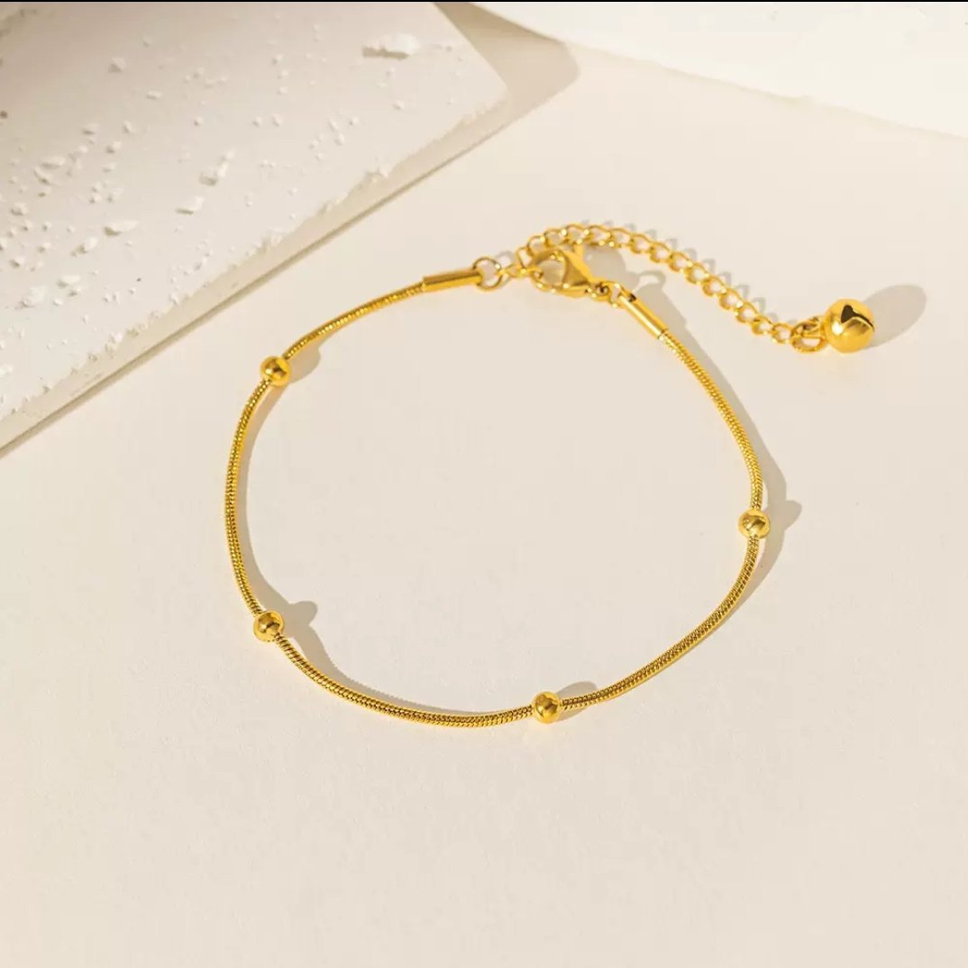 Nebora Bead Bracelet — 18K gold plated stainless steel bead bracelet by Glitze Accessories Pakistan