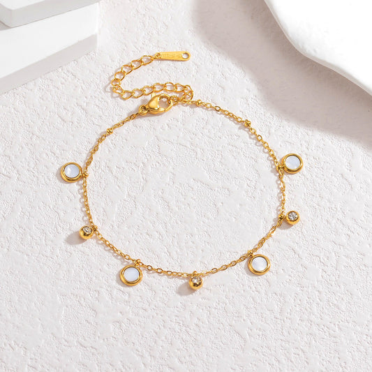 Aurya Bracelet White — 18K gold plated white stainless steel bracelet by Glitze Accessories Pakistan