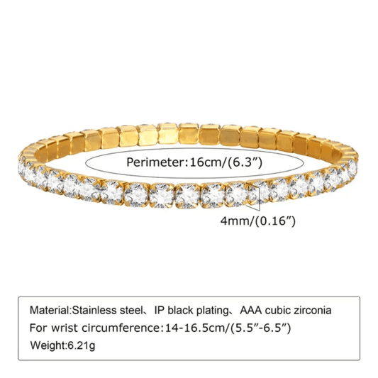 Tennis Bracelet Adjustable styled — waterproof hypoallergenic gold crystal bracelet | Glitze Accessories