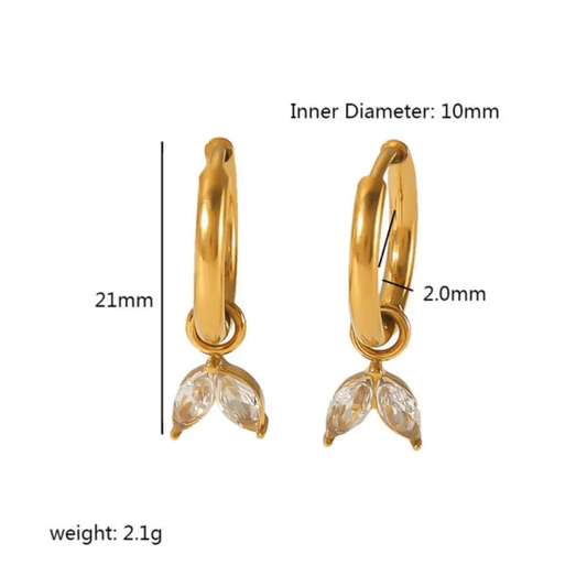 Lanna Earrings styled — waterproof hypoallergenic gold dangle earrings | Glitze Accessories
