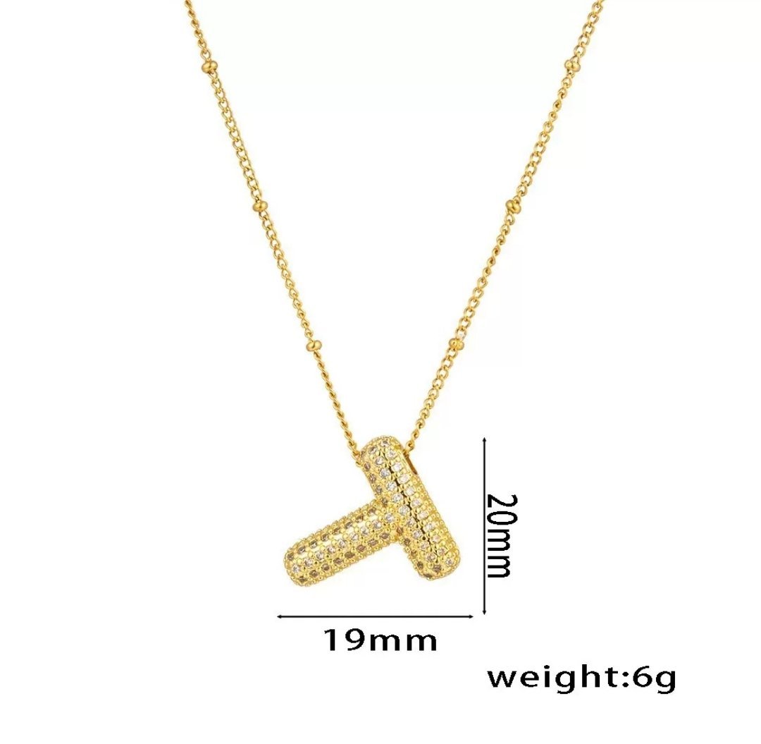 Initial Necklace - T - Glitze Accessories