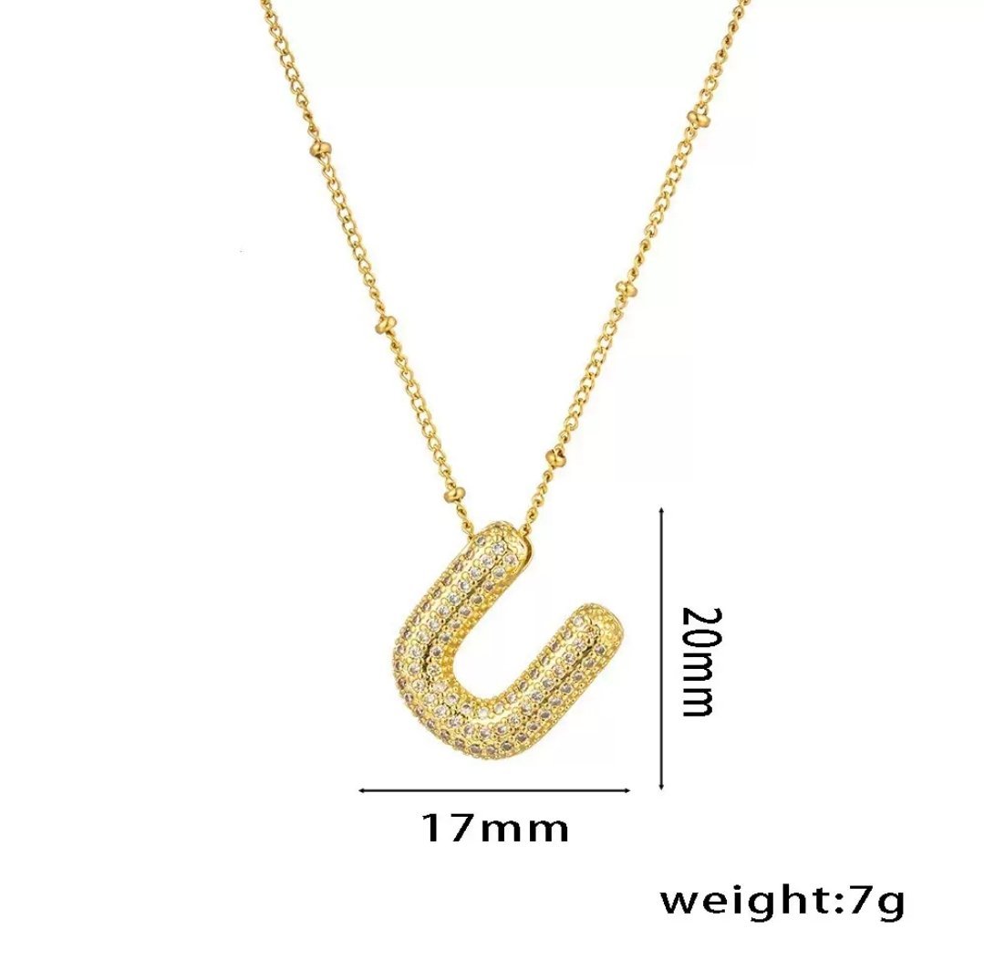 Initial Necklace - U - Glitze Accessories