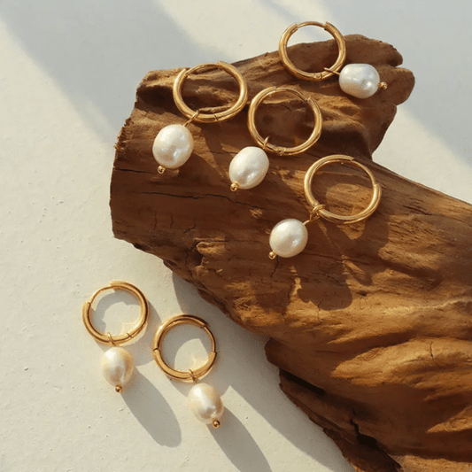 Maris Earrings close-up — waterproof hypoallergenic gold earrings | Glitze Accessories