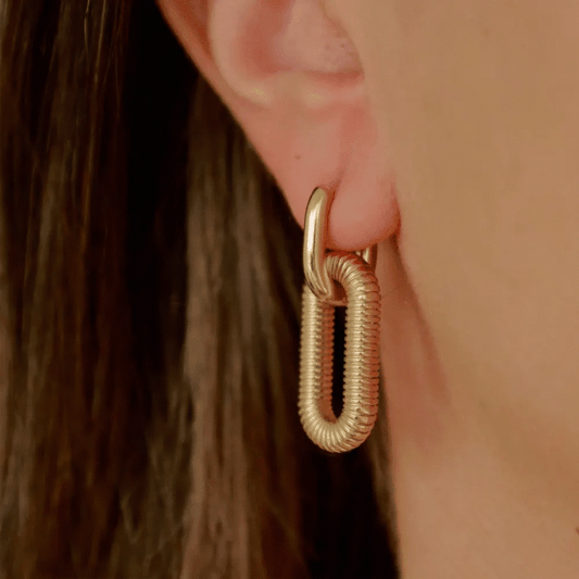 Ribelle Earrings close-up — waterproof hypoallergenic gold earrings | Glitze Accessories