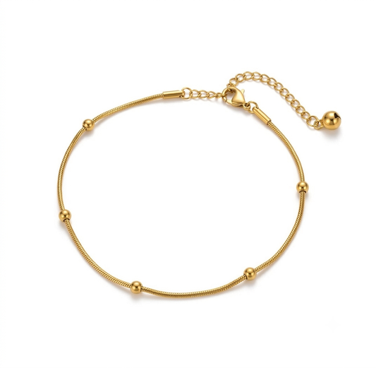 Nebora Bead Bracelet close-up — waterproof hypoallergenic gold bead bracelet | Glitze Accessories Pakistan