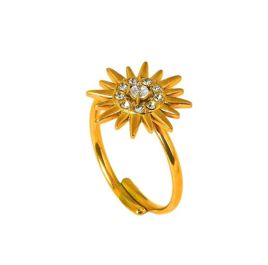 Flare Ring close-up — waterproof hypoallergenic gold ring | Glitze Accessories