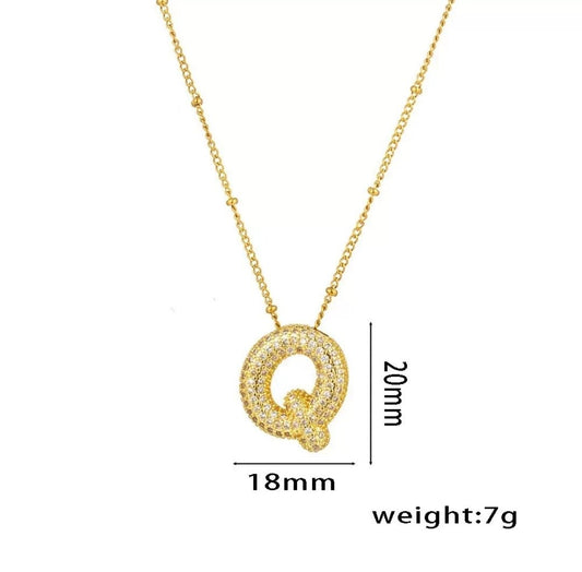 Glitze Accessories Initial Q gold necklace — tarnish-free, hypoallergenic, personalised jewellery Pakistan