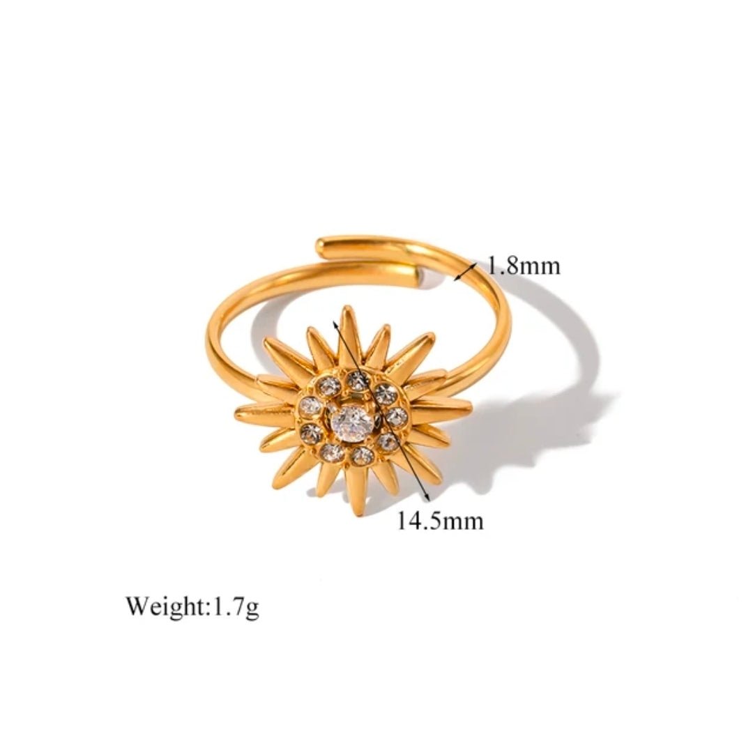 Glitze Accessories flare ring featuring a stylish, wide band design with a sleek finish and modern flare detail.