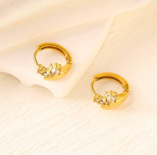 Tiara Earrings close-up — waterproof hypoallergenic gold earrings | Glitze Accessories