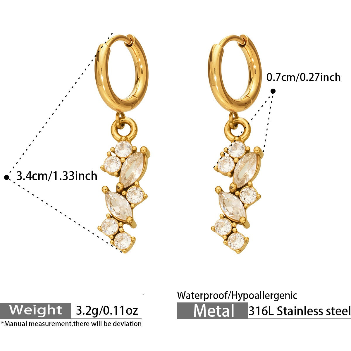 Lotus Earrings in 18K gold plated stainless steel, view 5