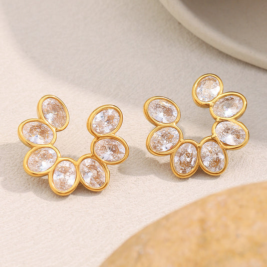 Meadow Studs in 18K gold plated stainless steel, view 2