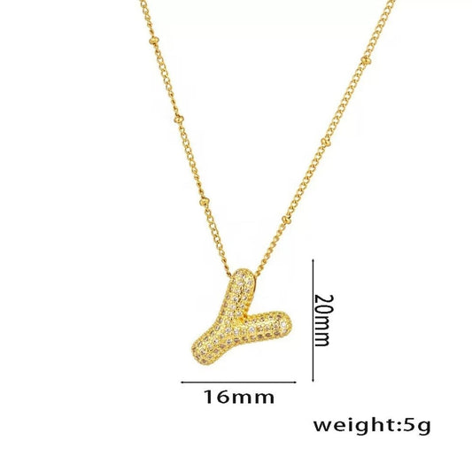 Glitze Accessories Initial Y gold necklace — tarnish-free, hypoallergenic, personalised jewellery Pakistan