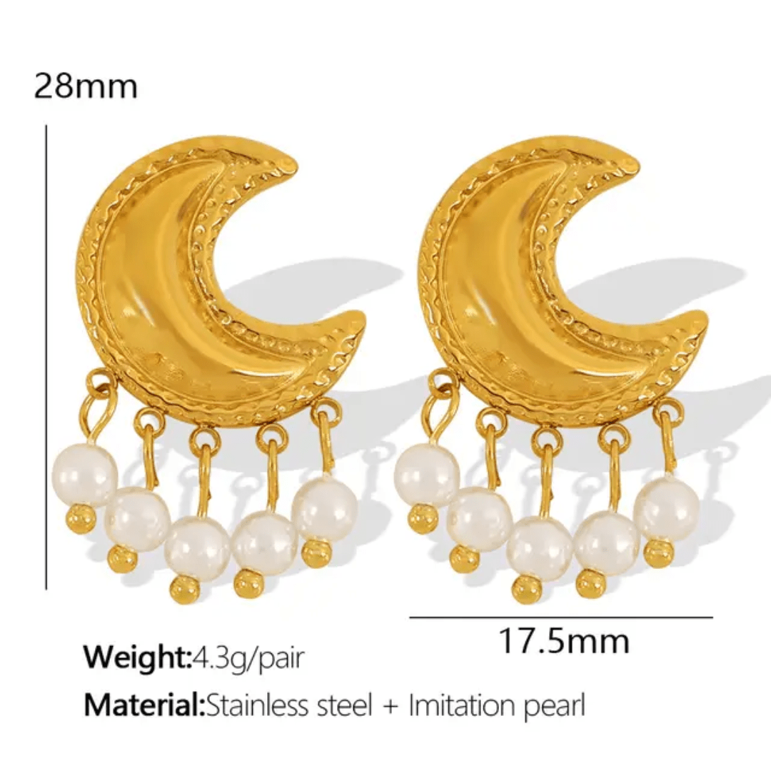Glitze Accessories Crescent-shaped jewelry piece with intricate design, showcasing shiny metallic finish and elegant craftsmanship.