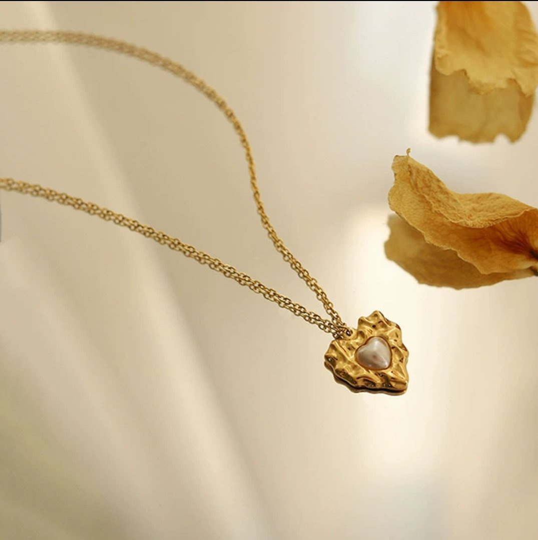 Celeste Heart Necklace in 18K gold plated stainless steel by Glitze Accessories — heart necklace for everyday wear
