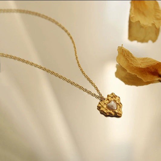 Celeste Heart Necklace in 18K gold plated stainless steel by Glitze Accessories — heart necklace for everyday wear