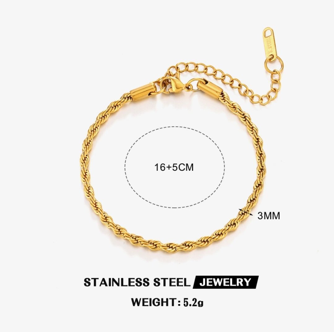 Rope Chain Bracelet on wrist — elegant everyday gold bracelet Pakistan | Glitze Accessories