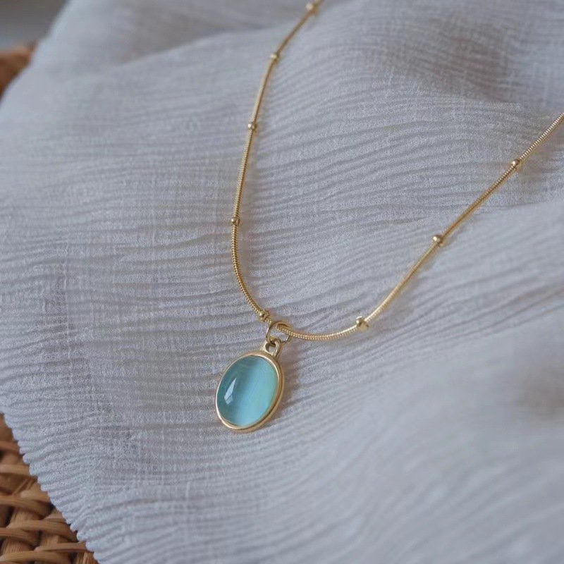 Opal Aqua Blue Necklace - Glitze Accessories