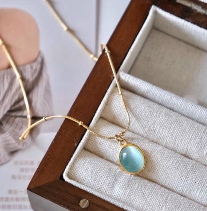 Opal Aqua Blue Necklace - Glitze Accessories