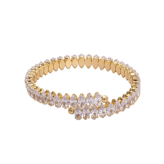 Zoya Handcuff White close-up – waterproof hypoallergenic stainless steel bangle by Glitze Accessories