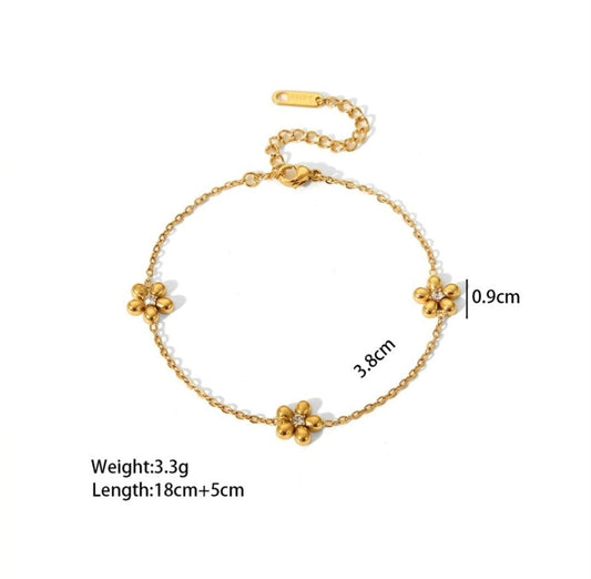 Zica Flora Bracelet styled — waterproof hypoallergenic gold bracelet | Glitze Accessories