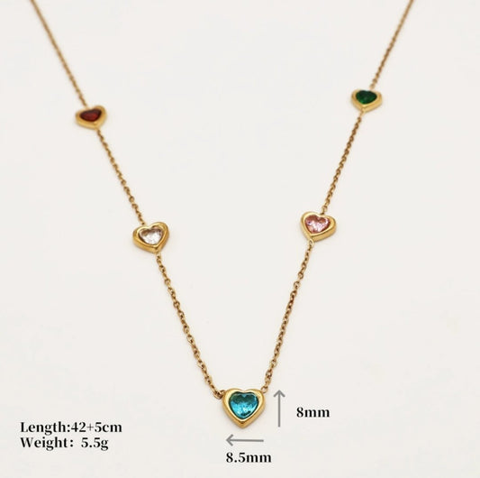 Glitze Accessories Addara Hearts gold necklace — tarnish-free, waterproof, hypoallergenic jewellery Pakistan