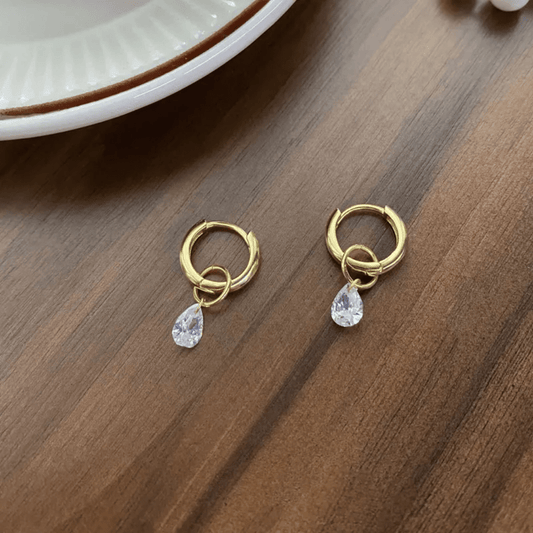 Aynelle Earrings Golden close-up — waterproof hypoallergenic gold earrings | Glitze Accessories