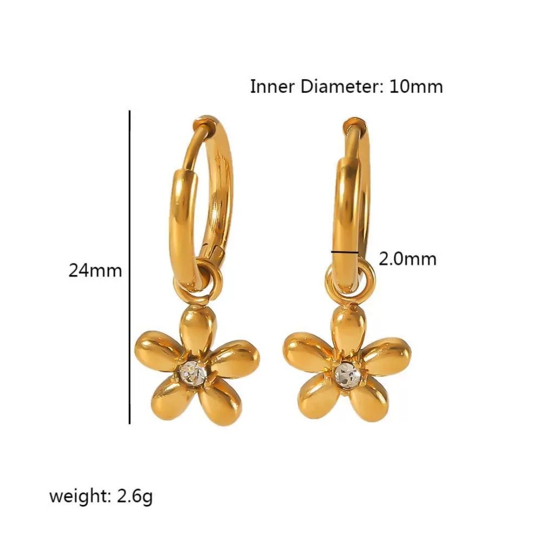 Zica Flora Earrings detail — elegant botanical gold earrings Pakistan | Glitze Accessories