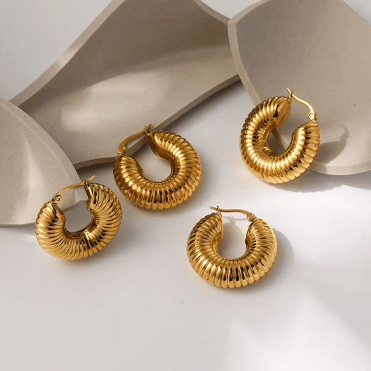 Rosine Earrings close-up — waterproof hypoallergenic gold earrings | Glitze Accessories