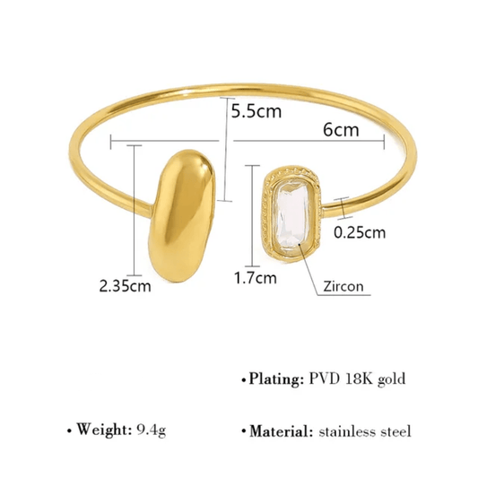 Chic Bangle (White) close-up – waterproof hypoallergenic stainless steel bangle by Glitze Accessories