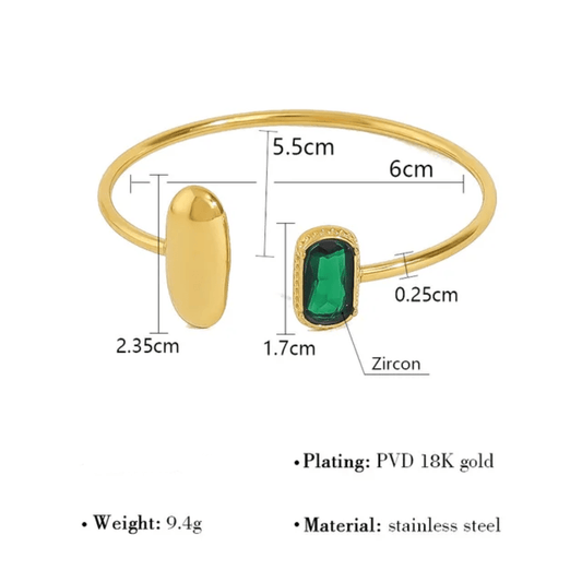 Chic Bangle (Green) close-up – waterproof hypoallergenic stainless steel bangle by Glitze Accessories