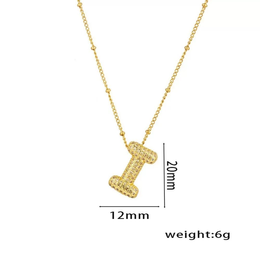 Initial Necklace - I - Glitze Accessories