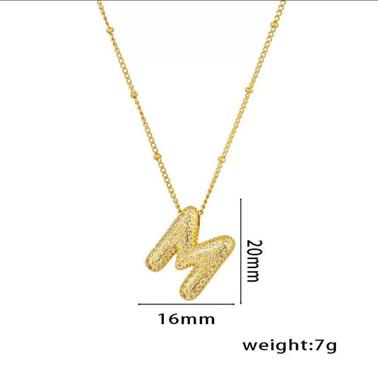 Glitze Accessories Initial M gold necklace — tarnish-free, hypoallergenic, personalised jewellery Pakistan