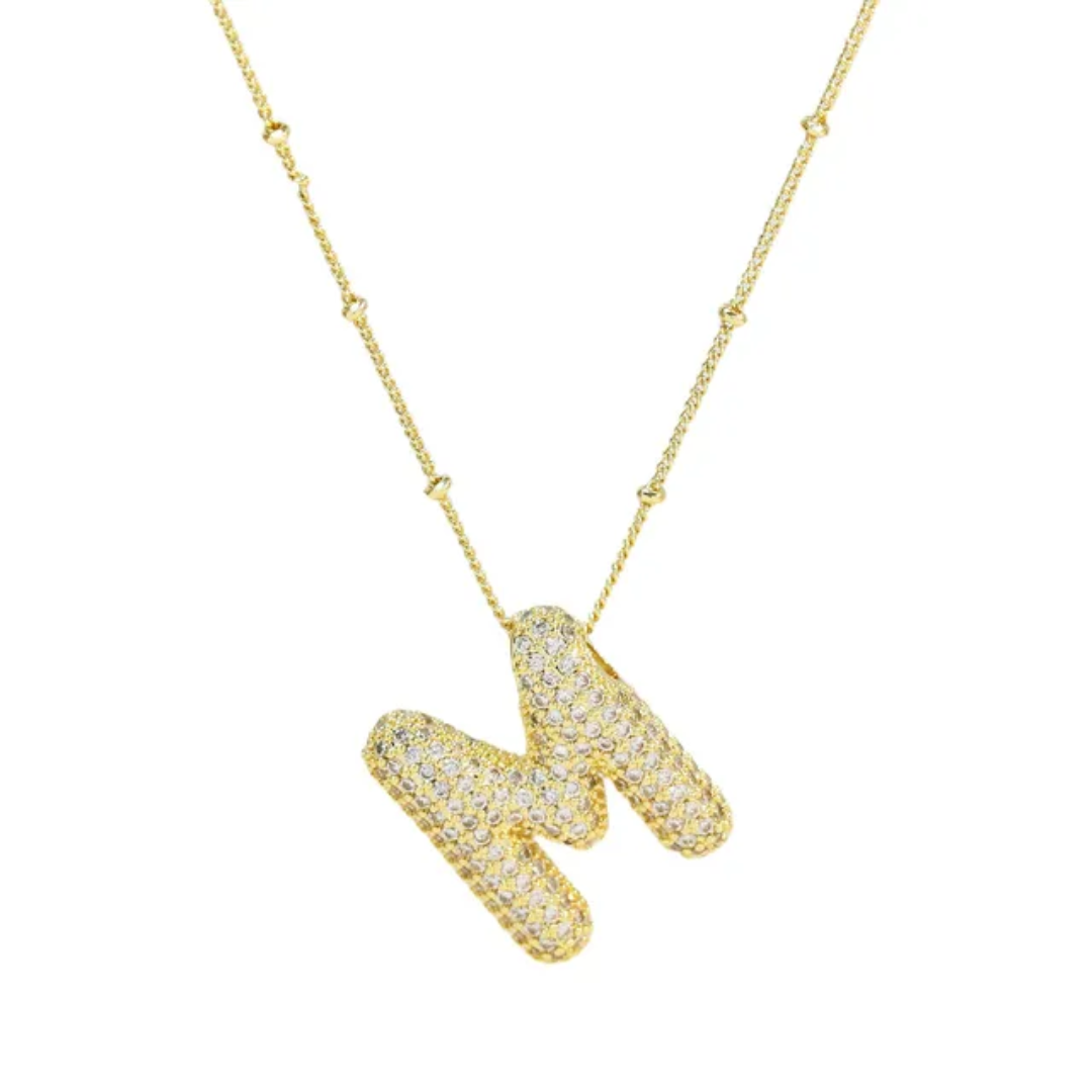 Initial Necklace M in 18K gold plated stainless steel by Glitze Accessories — personalised letter M necklace