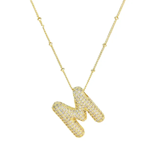 Initial Necklace M in 18K gold plated stainless steel by Glitze Accessories — personalised letter M necklace