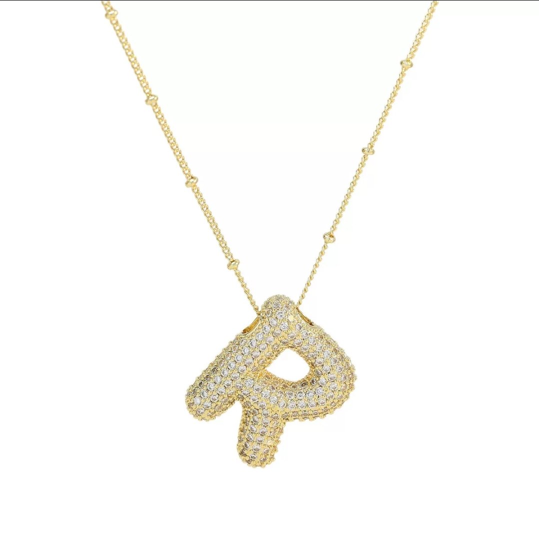 Initial Necklace - R - Glitze Accessories