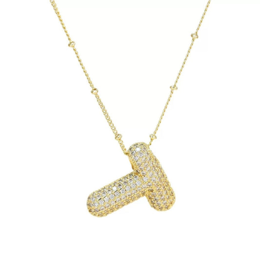 Initial Necklace - T - Glitze Accessories