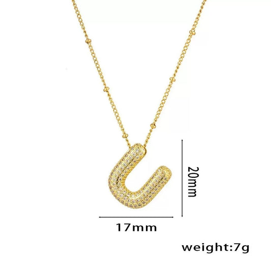 Initial Necklace U styled — waterproof hypoallergenic personalised gold necklace | Glitze Accessories