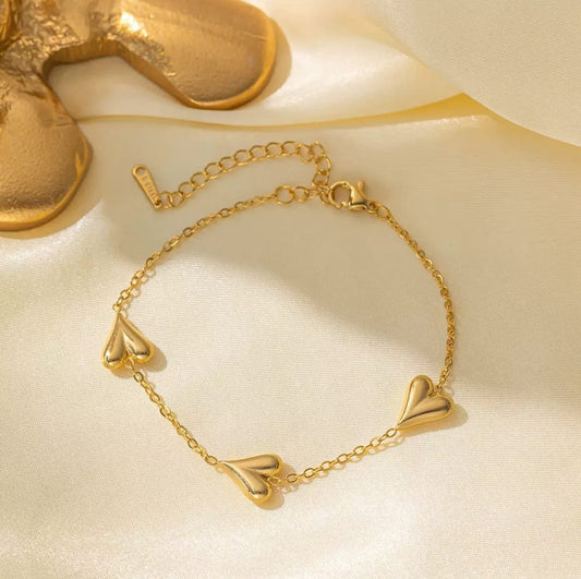 Rosette Heart Bracelet styled — tarnish-free 18K gold stainless steel bracelet | Glitze Accessories Pakistan