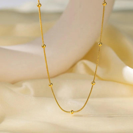 Nebora Bead Necklace in stainless steel by Glitze Accessories — bead chain necklace for everyday wear