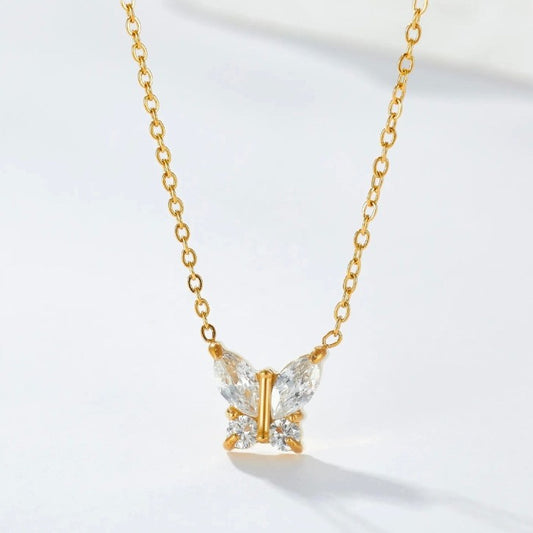 Flutter Necklace close-up — waterproof hypoallergenic gold necklace | Glitze Accessories