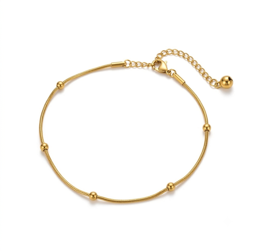 Nebora Bead Bracelet close-up — waterproof hypoallergenic gold bead bracelet | Glitze Accessories Pakistan