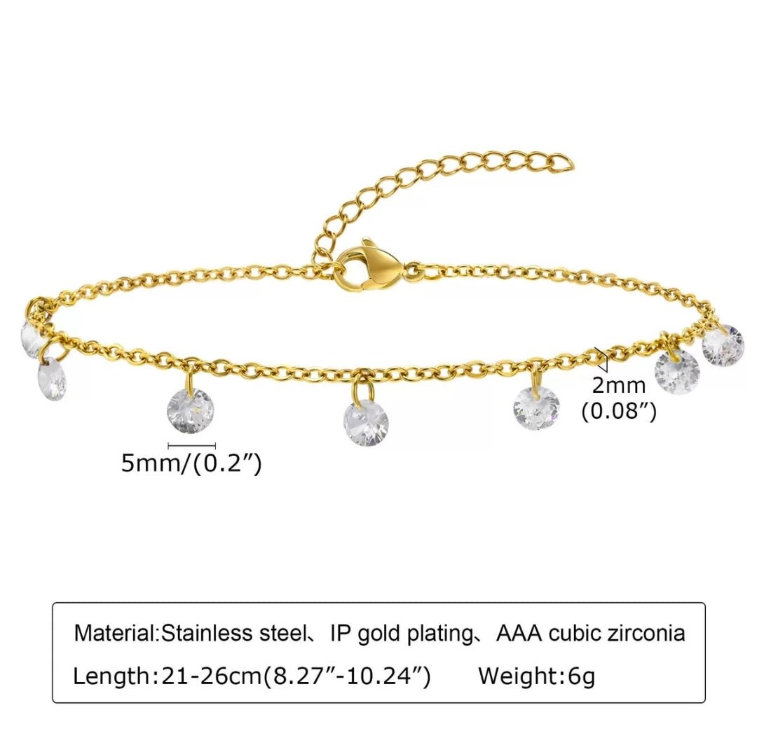 Simple Glimmist anklet by Glitze Accessories featuring delicate chain and subtle charm on a neutral background.