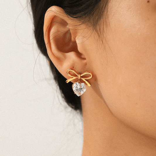 Cardia Earrings close-up — waterproof hypoallergenic gold earrings | Glitze Accessories