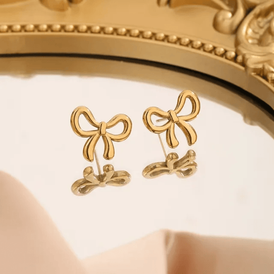 Bowelle Earrings close-up — waterproof hypoallergenic gold earrings | Glitze Accessories