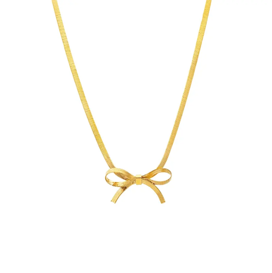 Bow Choker Necklace — 18K gold plated stainless steel choker by Glitze Accessories Pakistan