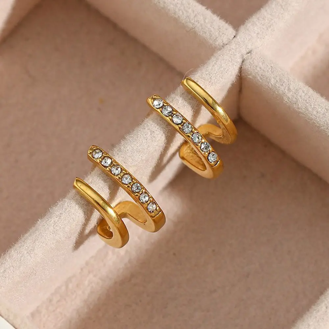 Verge Earrings in 18K gold plated stainless steel, view 3