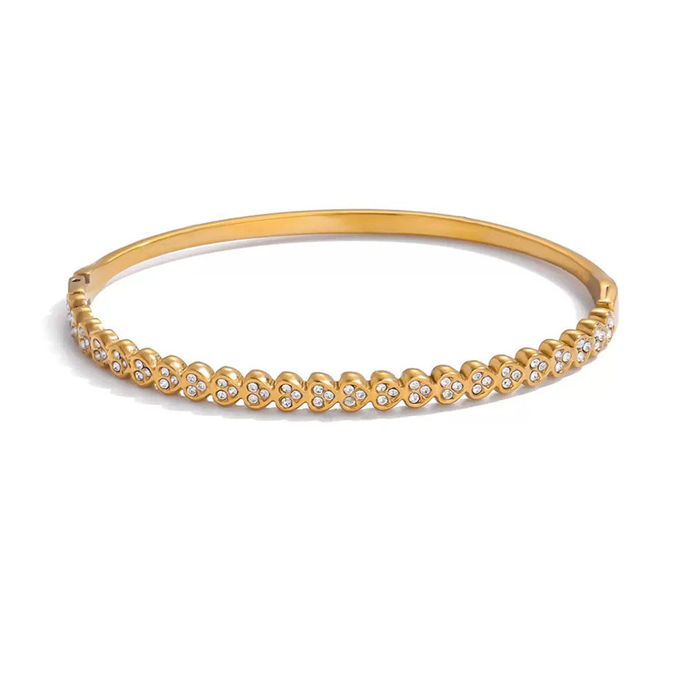 Adora Bangle – 18K gold plated heart crystal bangle by Glitze Accessories