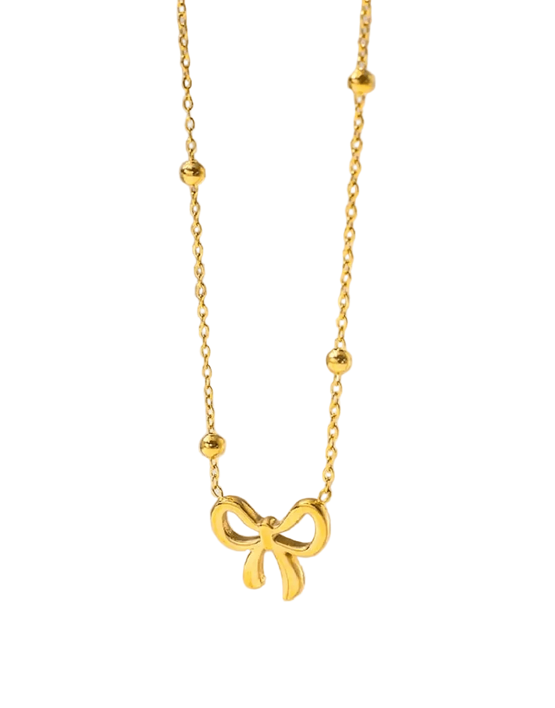 Simple Bowelle Necklace by Glitze Accessories featuring a delicate, elegant design with a small bow pendant on a fine chain.